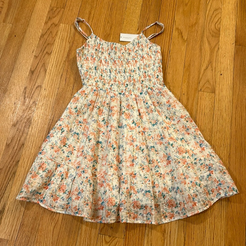 American Eagle orange flower dress size Xs